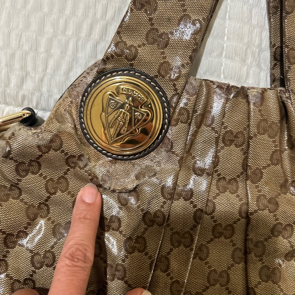 VINTAGE GUCCI GG crystal canvas small Hysteria hobo - Picture 8 of 14